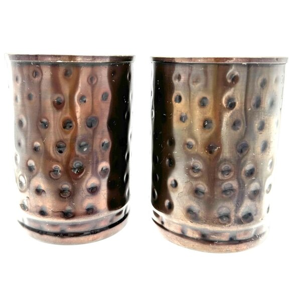Set Of 2 Vintage Hammered Copper 8 Oz Mugs With Handles Rustic - Picture 4 of 7